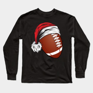 Christmas Football Ball With Santa Hat - Funny Sport X-mas print Long Sleeve T-Shirt